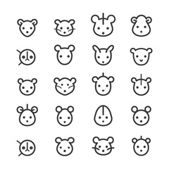 Fototapeta premium Collection Of 20 Line Art Mouse Icons