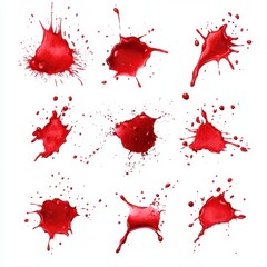 Blood stains with a cut-out effect, isolated on a transparent background, ideal for use in various design contexts.