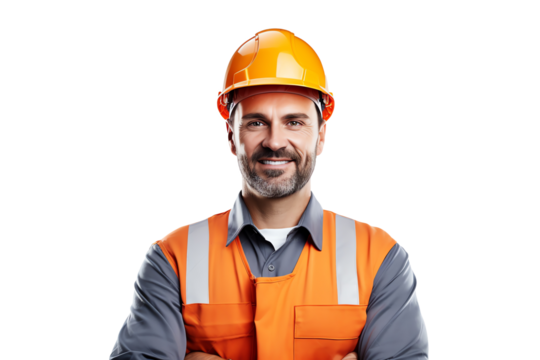 a man wearing a hard hat and vest