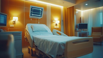 Calm perspectives in hospital room interior medical photography