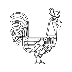 Vector continuous one line chicken illustration