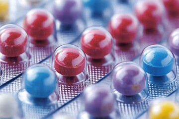 Close-up of Colorful Pills in a Blister Pack