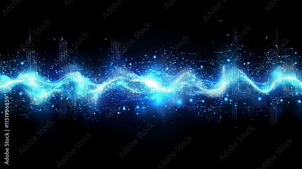 Poster a futuristic green dots background with a dynamic wave, representing an abstract technology flow. 3d