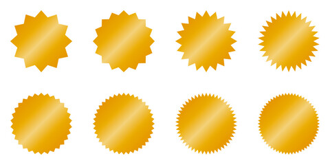 金色　ギザギザ　見出し　スターバースト　セット　ベクター