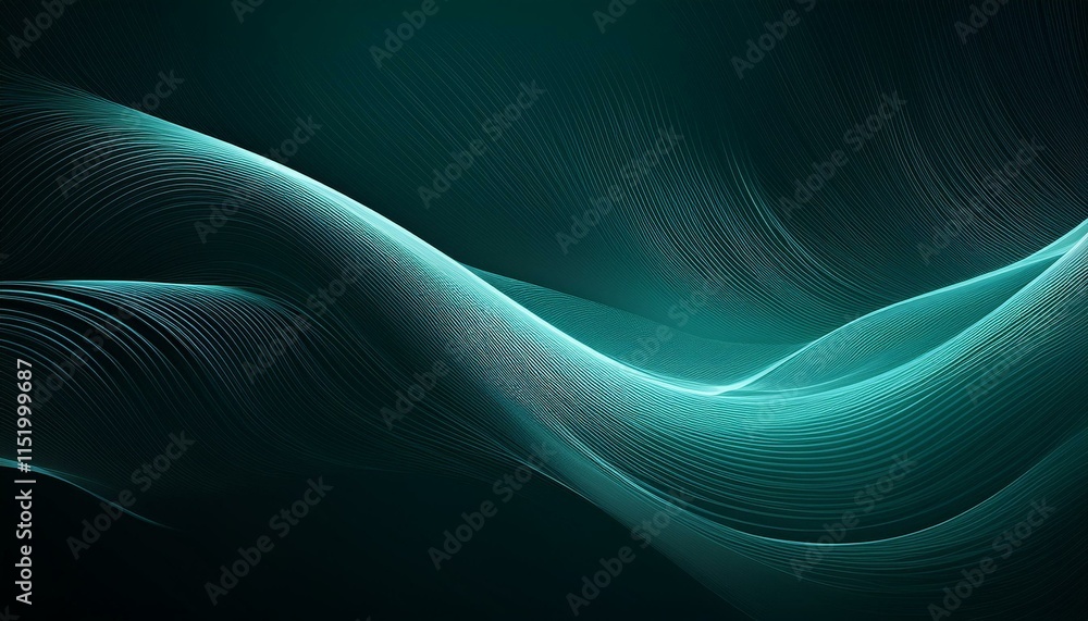 Poster dark teal background with light wave. generated image
