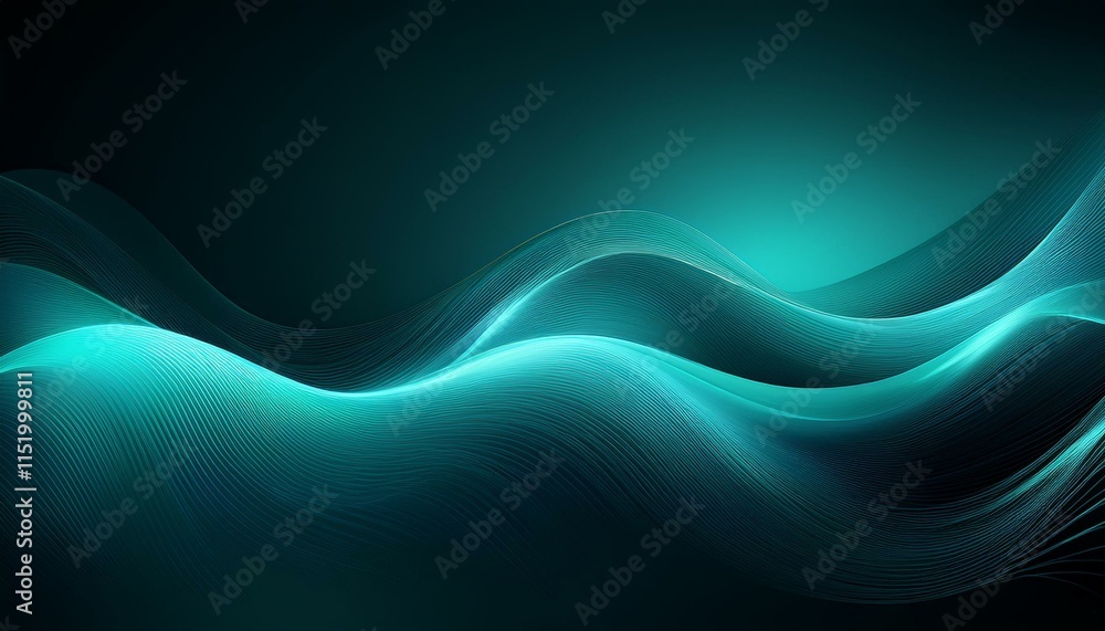Poster dark teal background with light wave. generated image
