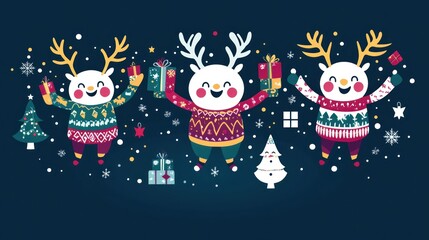 Merry Christmas Reindeer Celebration: Festive Winter Wonderland