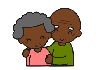 黒人の笑顔のおじいさんとおばあさん