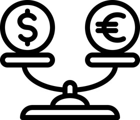 Dollar Euro Balance Line Icon