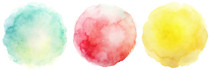 Playful watercolor circles in green, pink, and yellow convey a cheerful artistic vibe.