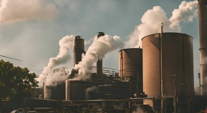 factory emitting very thick smoke