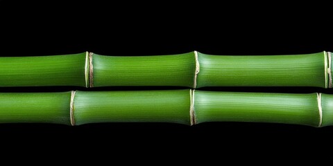 Fototapeta premium Fresh Green Bamboo Stalks against a Black Background Showcasing Natural Beauty and Textures