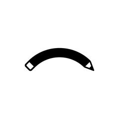 Bent flexible pencil. Semicircular shape.