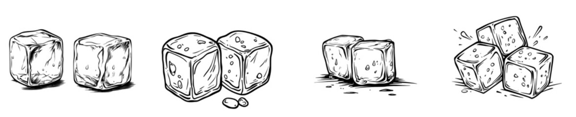Hand-drawn sketch of an ice cube icon, symbolizing a doodle of an icy cube.