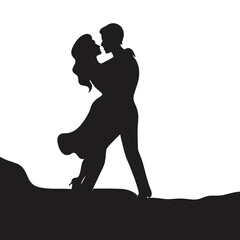 Couple Dancing in a Romantic Pose | Silhouette Illustration