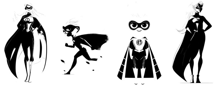 A formidable female superhero strikes a dynamic pose, radiating strength and confidence, poised to save the day with her flowing cape and determined look.