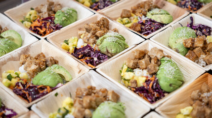 Delicious Salad in a bamboo bowl