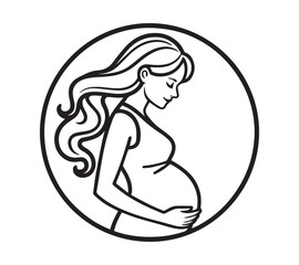 pregnancy line art black and white