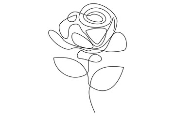 Rose flower continuous one line drawing of rose flower isolated outline vector illustration minimalist design