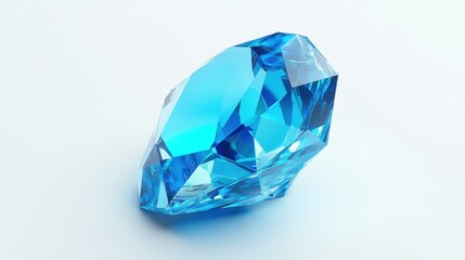 A blue crystal gem is depicted in isolation against a transparent background, showcasing its brilliant facets and vibrant color.