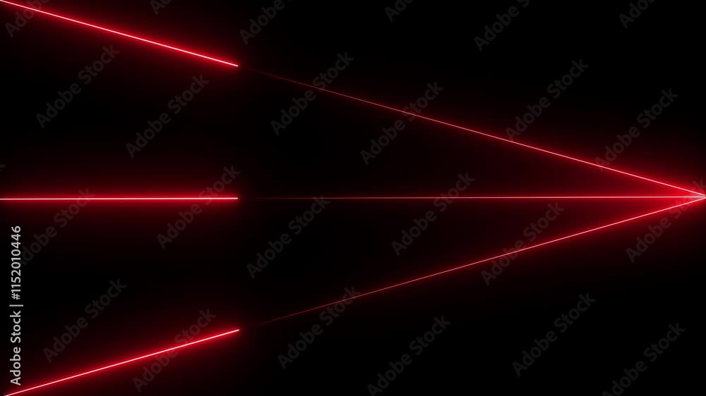 Poster neon horizontal line animation. 3 neon line animation on black background.