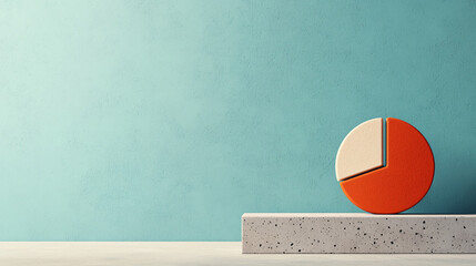 Pastel Teal Wall Background with 3D Pie Chart