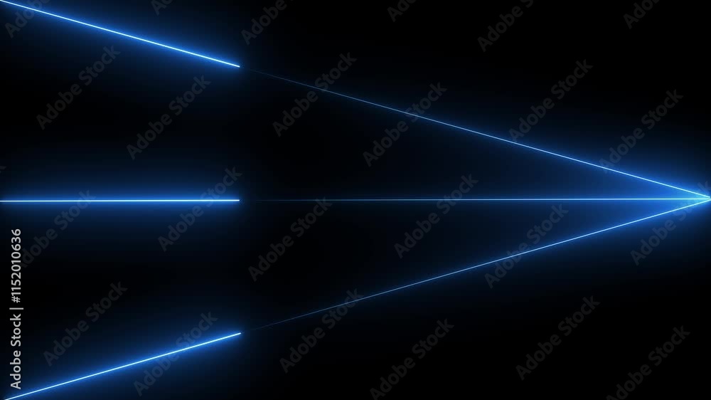 Poster neon horizontal line animation. 3 neon line animation on black background.