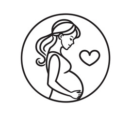 pregnancy line art black and white