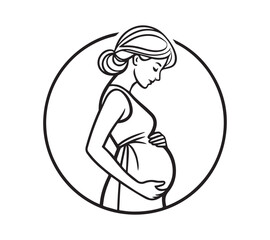 pregnancy line art black and white