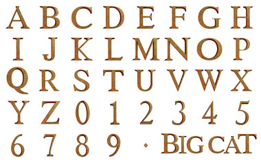 Big Cat alphabet 3D render illustration