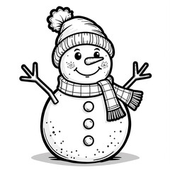  Happy Snowman Wearing Winter Hat And Scarf