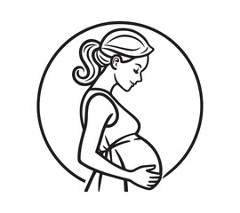 pregnancy line art black and white