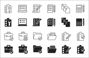 Leadership professional icon set. Task and job icons. Containing icons of  occupation, assignment, management, business, motivation, specialist, briefcase, accounting, list. Vector illustration