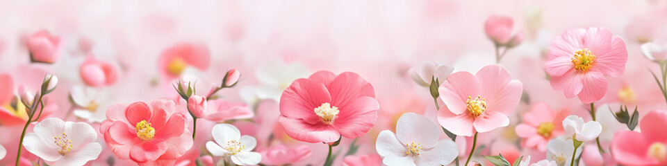 Obraz premium Abstract Pink Poppies in a Dreamy Pastel Setting for Elegant Banner