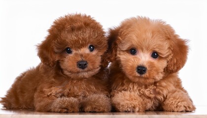 Fototapeta premium two adorable toy poodle puppies