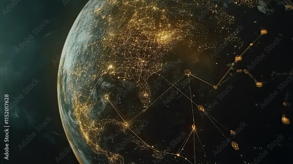 Aufkleber interconnected digital globe with lines and nodes showcasing seamless global communication and colla