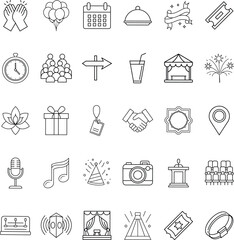 Fototapeta premium Event Planning Icons Celebration, Party, Festival, Gathering, Schedule