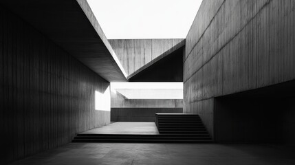 Obraz premium A large, empty room with a concrete ceiling and walls