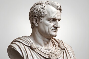 Detailed close-up of a classical marble bust, showcasing intricate detail and texture.