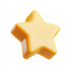 yellow star shaped 3d render icon isolated on white background