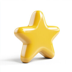 yellow star shaped 3d render icon isolated on white background