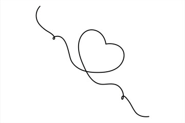 Heart continuous one line art drawing of heart hand drawn vector illustration
