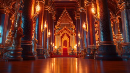 Obraz premium Grand Temple Interior with Serene Ambiance