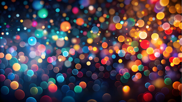 Black Background with Multicolored Bokeh. Perfect for: New Year, Halloween, night events, mystery-themed parties