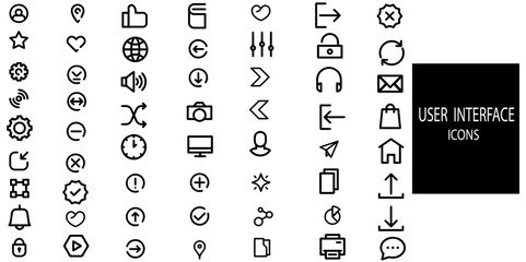 User interface simple concept 63 icons set.Mobile and Web UI Icon Set.Vector illustration.