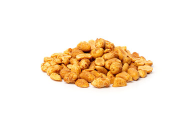 Spicy peanuts isolated, heeng jeera pea nuts mixture, Indian namkeen, roasted salty nut snack