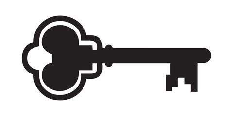 A simple, elegant silhouette of an ornate key, perfect for representing security, unlocking, or vintage themes.