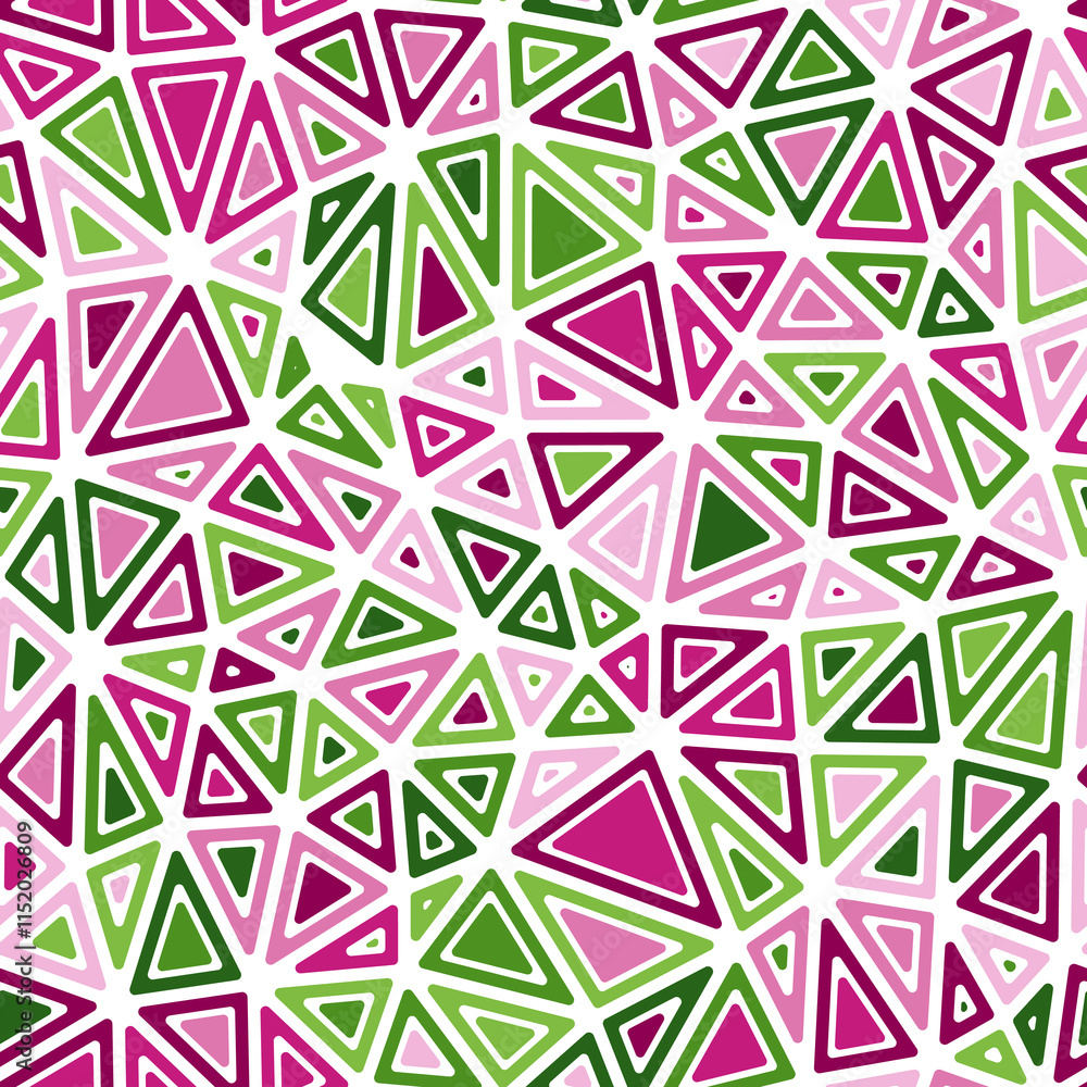 Poster triangle shapes background. rounded solid shapes in frames. medium triangles size. multicolored styl