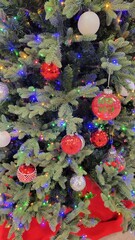 Decorative Multicolor Bubbles on a  Christmas Tree