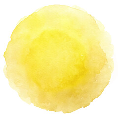 Bright yellow watercolor circle with soft edges, perfect for cheerful designs and backgrounds.